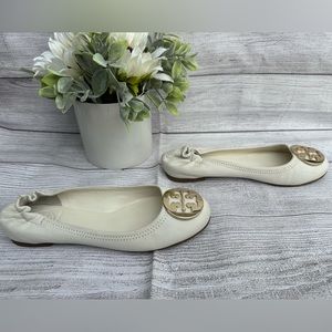 Tory Burch White Reva Flats Size 7